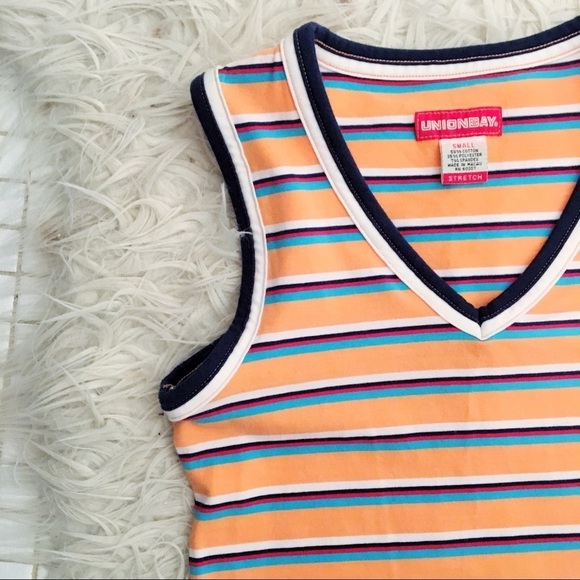 🛍 Unionbay Striped V Neck Fitted Tank Top - Picture 4 of 6